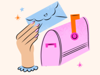 Illustration of invitation being mailed