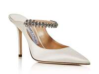 Close-toed mules with embellished strap