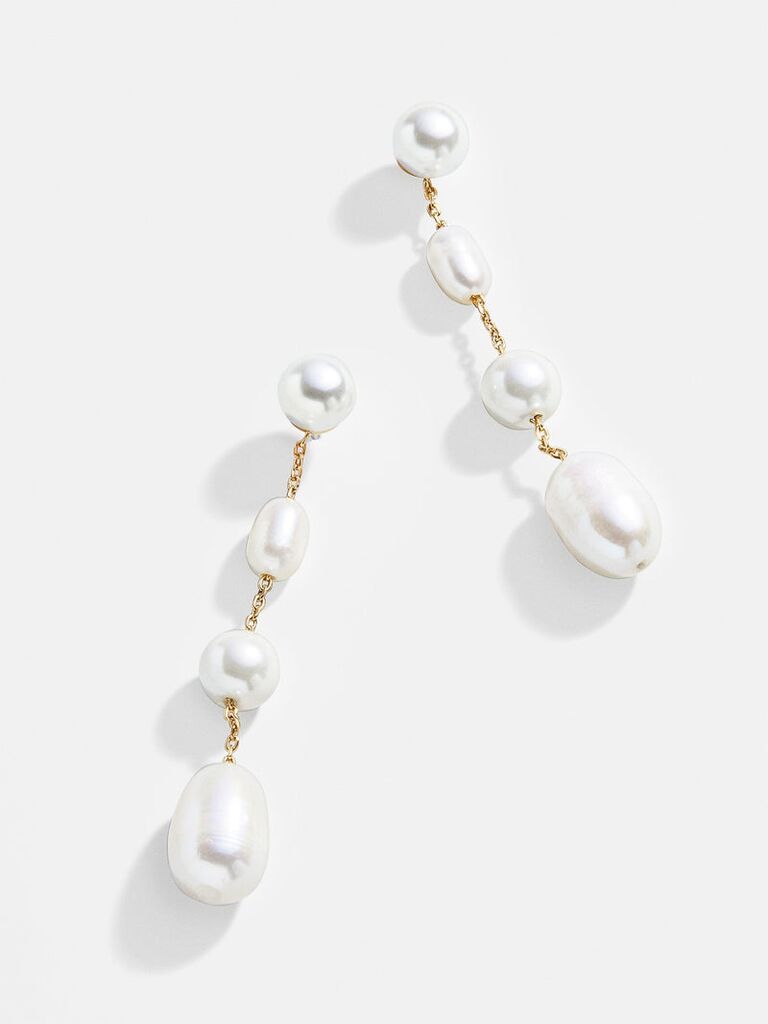 BaubleBar pearl and gold statement bridal earrings 