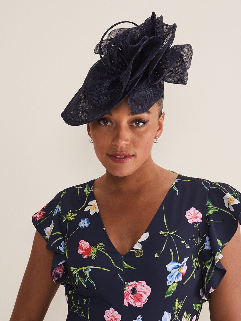 Navy wedding hat by Phase Eight. 