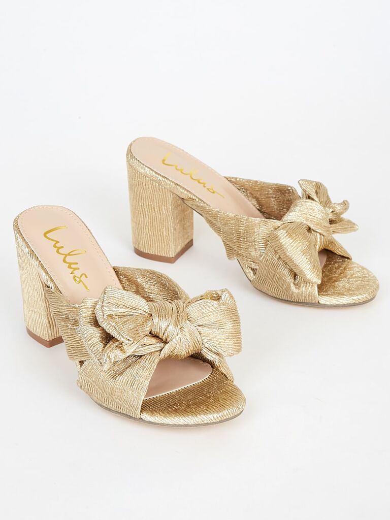 Lulus gold heels to wear with yellow dress