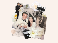 Collage of wedding photographs from different generations