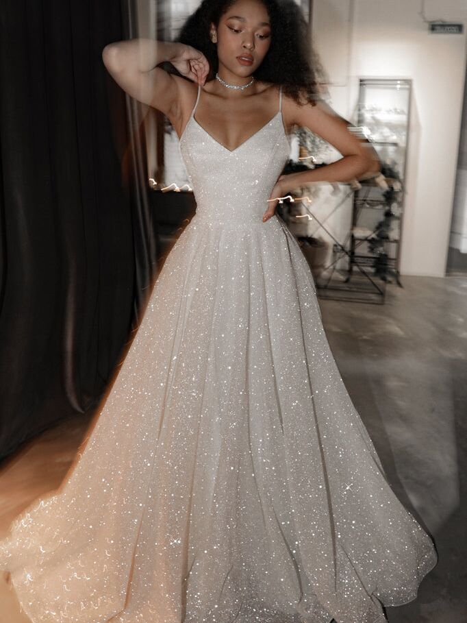 Sparkly fit and flare wedding dress