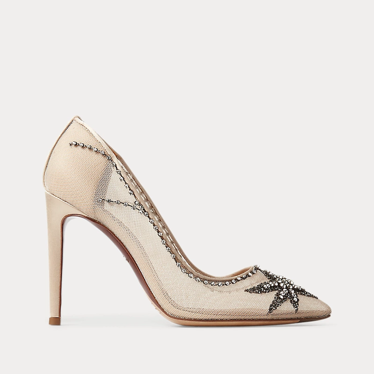 Ralph Lauren Celia Embroidered Mesh Pump designer wedding shoes