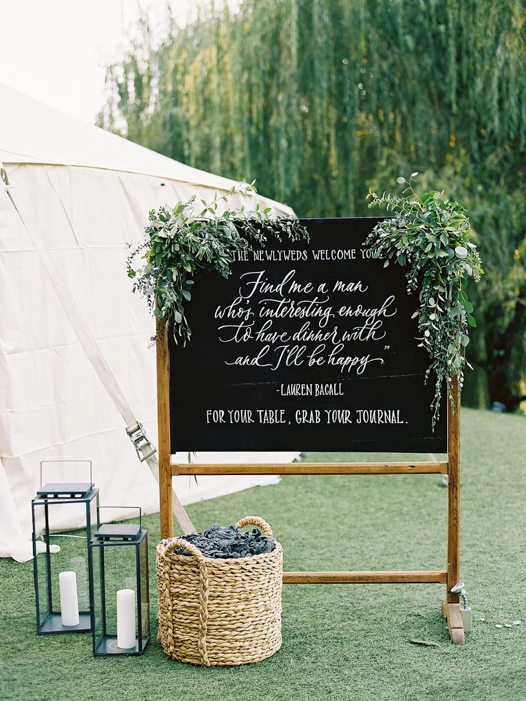 A Touch of Greenery Welcome Chalkboard Sign